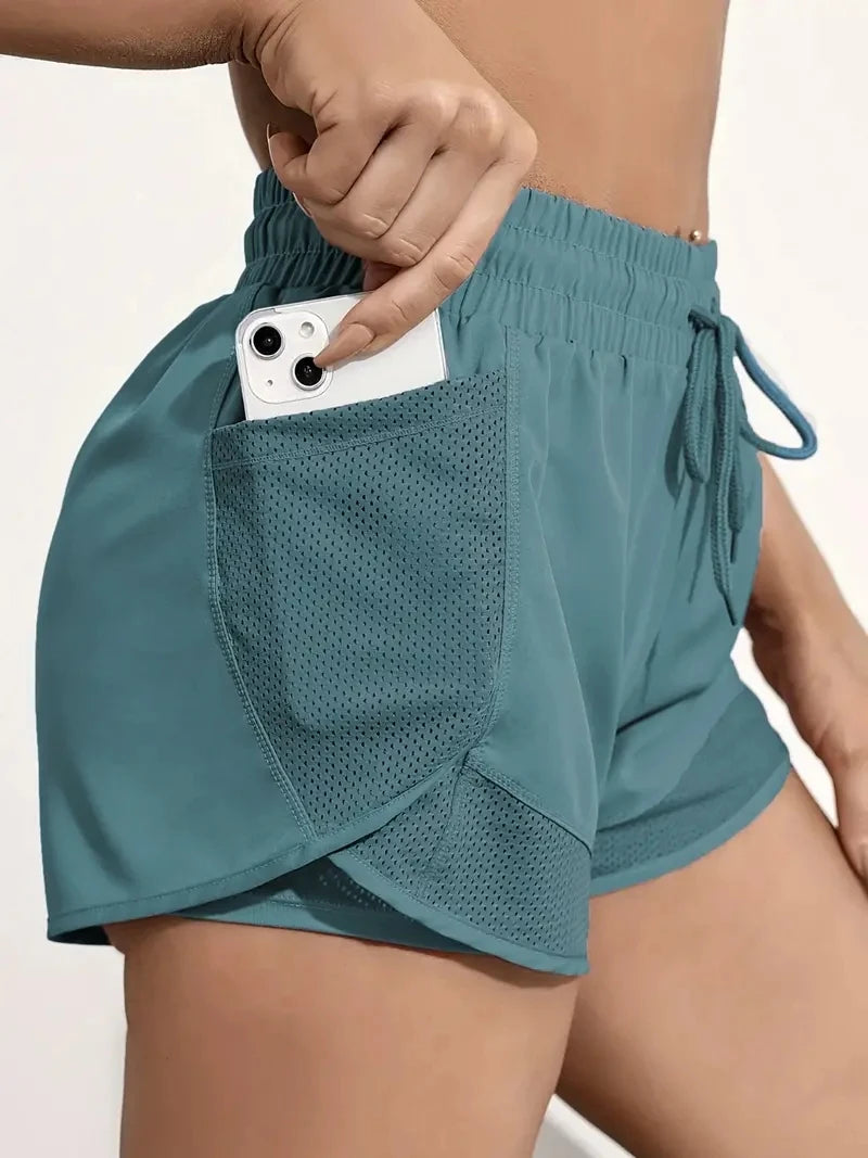 ApexFit Women’s 2-in-1 Sports Shorts with Pockets | Running, Gym & Yoga Training Shorts