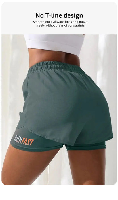 ApexFit Women’s High Waisted 2-in-1 Yoga Shorts | Running, Gym & Training Activewear Shorts