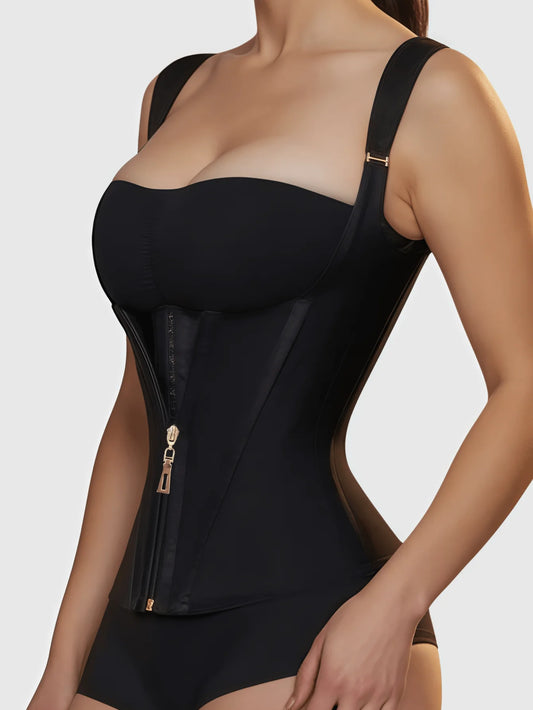ApexFit LatexFlex™ Waist Trainer Corset — Zipper & Hook Slimming Girdle