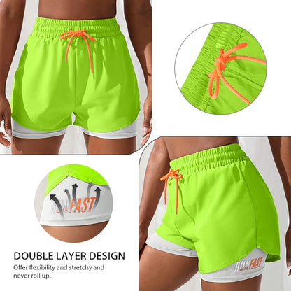 ApexFit Women’s High Waisted 2-in-1 Yoga Shorts | Running, Gym & Training Activewear Shorts