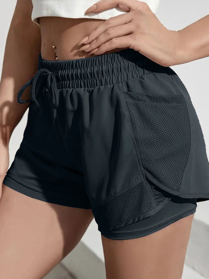 ApexFit Women’s 2-in-1 Sports Shorts with Pockets | Running, Gym & Yoga Training Shorts
