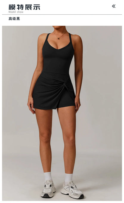 ApexFit Women’s Tennis Dress with Built-In Shorts & Pockets | Breathable Sleeveless Golf & Sports Dress