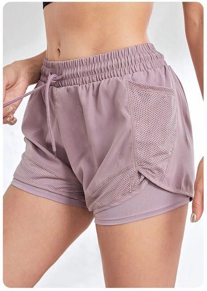 ApexFit Women’s 2-in-1 Sports Shorts with Pockets | Running, Gym & Yoga Training Shorts