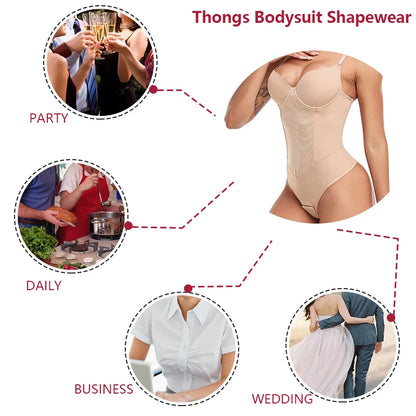ApexFit SteelBone™ Full Body Shaper — Thong Bodysuit with Tummy Control & Back Support