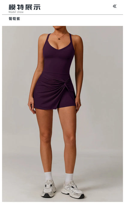 ApexFit Women’s Tennis Dress with Built-In Shorts & Pockets | Breathable Sleeveless Golf & Sports Dress