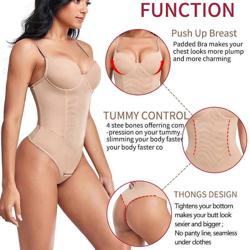 ApexFit SteelBone™ Full Body Shaper — Thong Bodysuit with Tummy Control & Back Support