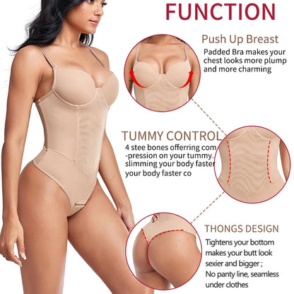 ApexFit SteelBone™ Full Body Shaper — Thong Bodysuit with Tummy Control & Back Support