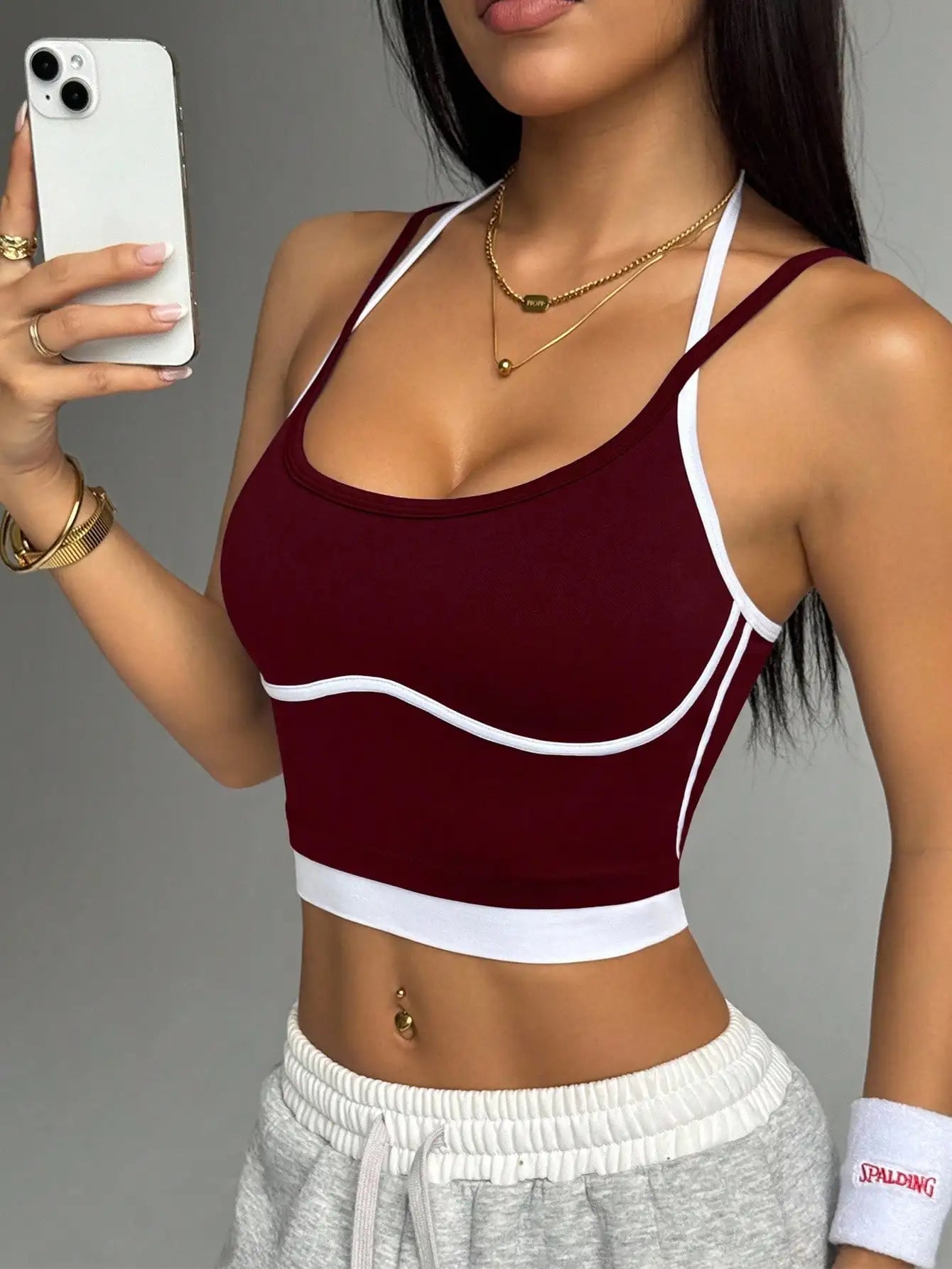 ApexFit Women’s Color Block Sports Bra | High Support Racerback Gym, Running & Yoga Top