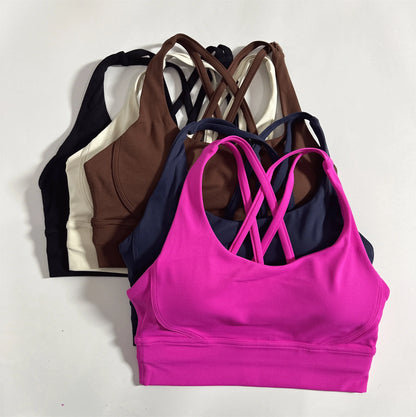 ApexFit Women’s Cross Back Sports Bra with Removable Pads | High Support Gym, Running & Yoga Top