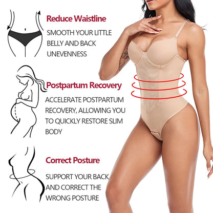 ApexFit SteelBone™ Full Body Shaper — Thong Bodysuit with Tummy Control & Back Support