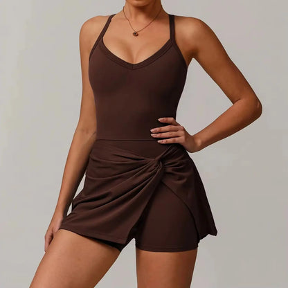 ApexFit Women’s Tennis Dress with Built-In Shorts & Pockets | Breathable Sleeveless Golf & Sports Dress