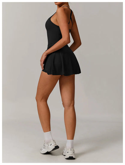 ApexFit Women’s Tennis Dress with Built-In Shorts & Pockets | Breathable Sleeveless Golf & Sports Dress