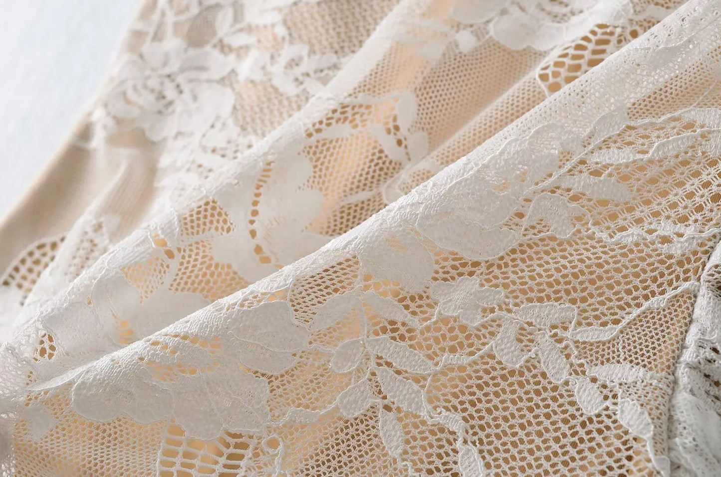 Elegant Lace Bodysuit for Women – Sheer Floral High Neck Bodysuit