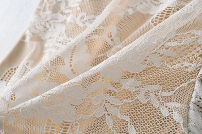 Elegant Lace Bodysuit for Women – Sheer Floral High Neck Bodysuit