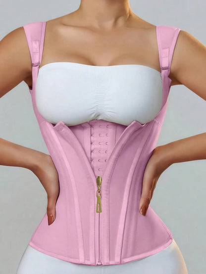 ApexFit LatexFlex™ Waist Trainer Corset — Zipper & Hook Slimming Girdle