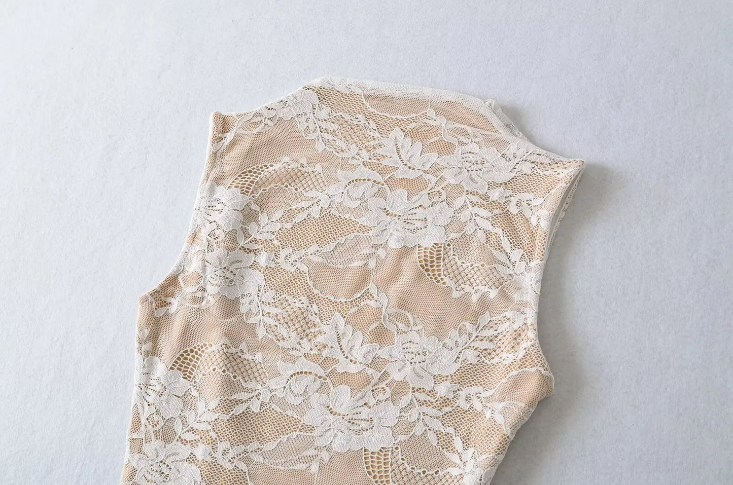Elegant Lace Bodysuit for Women – Sheer Floral High Neck Bodysuit