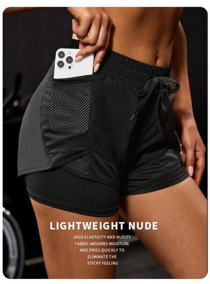 ApexFit Women’s 2-in-1 Sports Shorts with Pockets | Running, Gym & Yoga Training Shorts