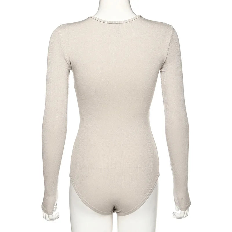 ApexFit Women's Slim Fit Bodysuit – Elegant O-Neck Bodycon Fashion Top