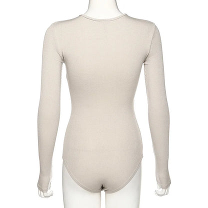 ApexFit Women's Slim Fit Bodysuit – Elegant O-Neck Bodycon Fashion Top