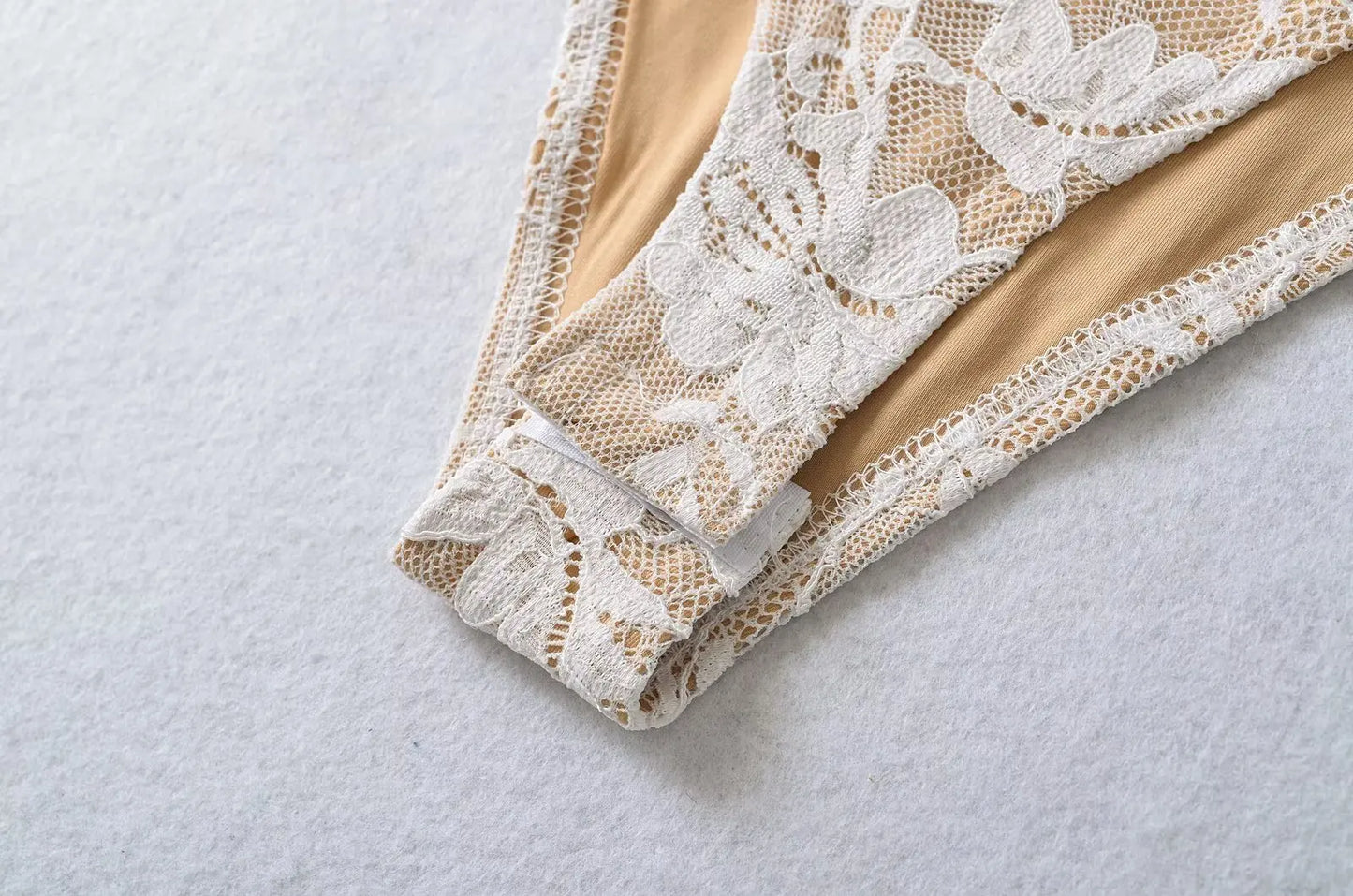 Elegant Lace Bodysuit for Women – Sheer Floral High Neck Bodysuit
