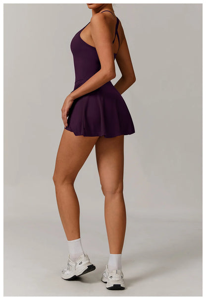 ApexFit Women’s Tennis Dress with Built-In Shorts & Pockets | Breathable Sleeveless Golf & Sports Dress