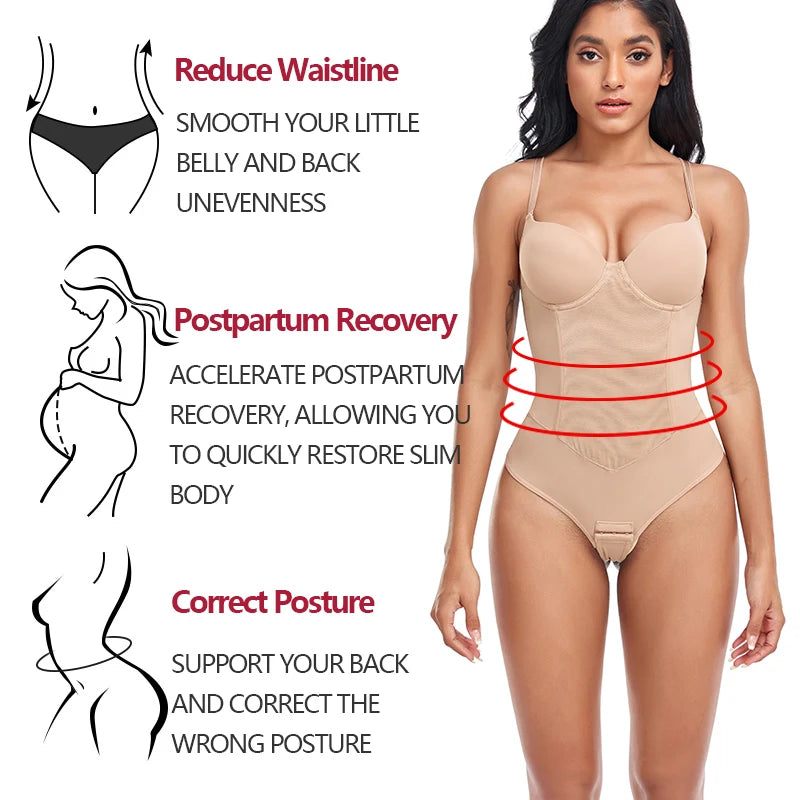 ApexFit SteelBone™ Full Body Shaper — Thong Bodysuit with Tummy Control & Back Support