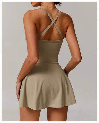 ApexFit Women’s Tennis Dress with Built-In Shorts & Pockets | Breathable Sleeveless Golf & Sports Dress