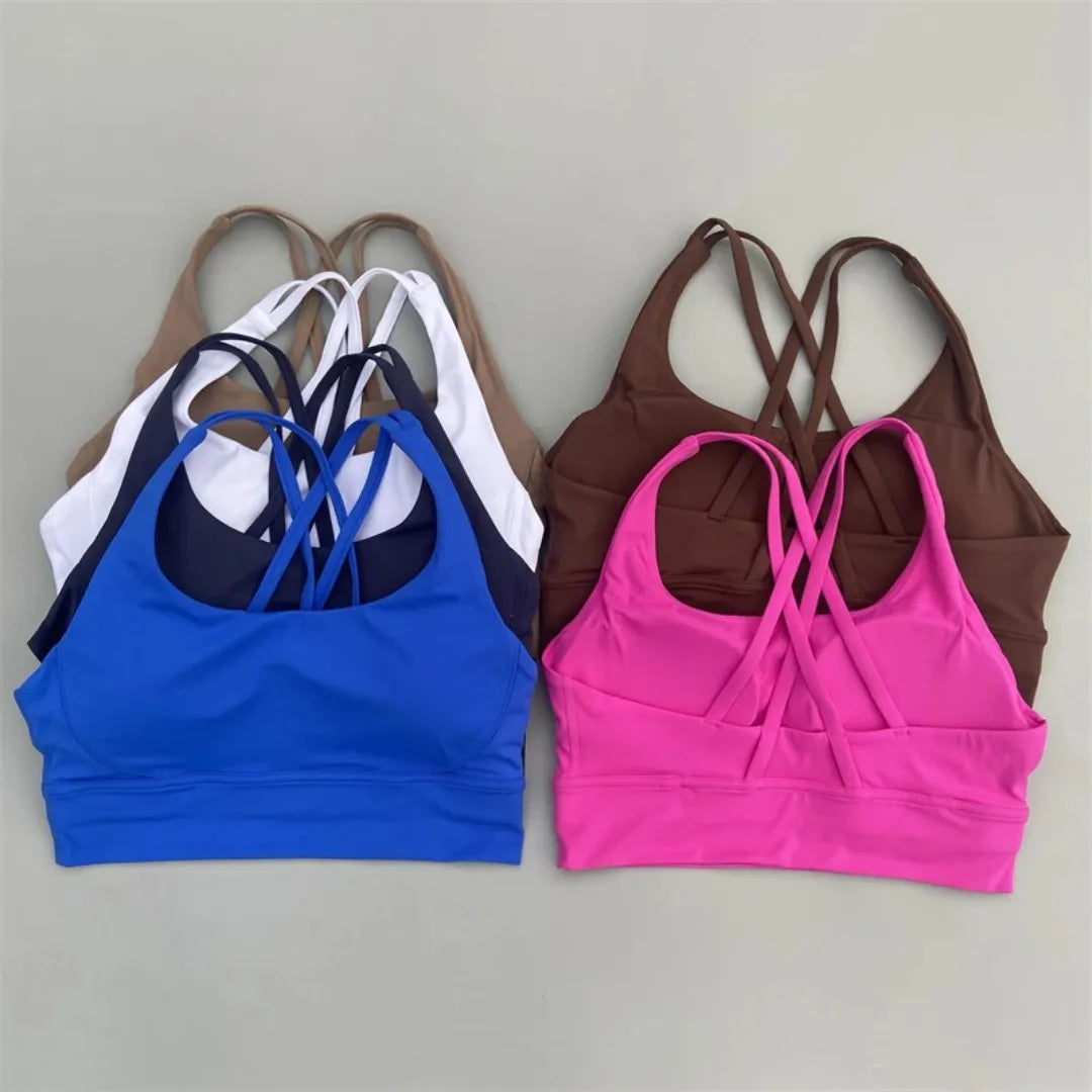 ApexFit Women’s Cross Back Sports Bra with Removable Pads | High Support Gym, Running & Yoga Top
