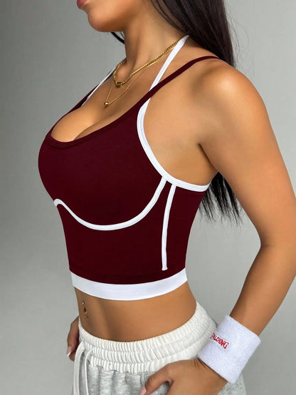 ApexFit Women’s Color Block Sports Bra | High Support Racerback Gym, Running & Yoga Top