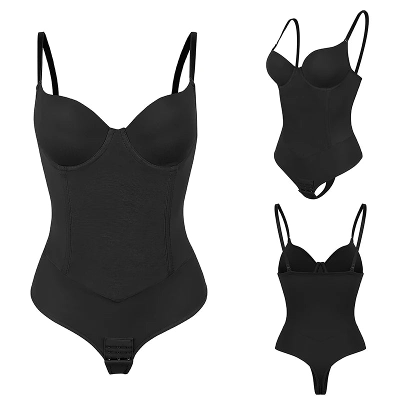 ApexFit SteelBone™ Full Body Shaper — Thong Bodysuit with Tummy Control & Back Support