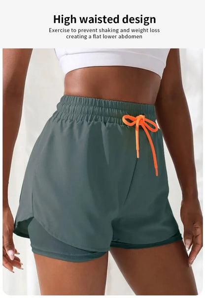 ApexFit Women’s High Waisted 2-in-1 Yoga Shorts | Running, Gym & Training Activewear Shorts