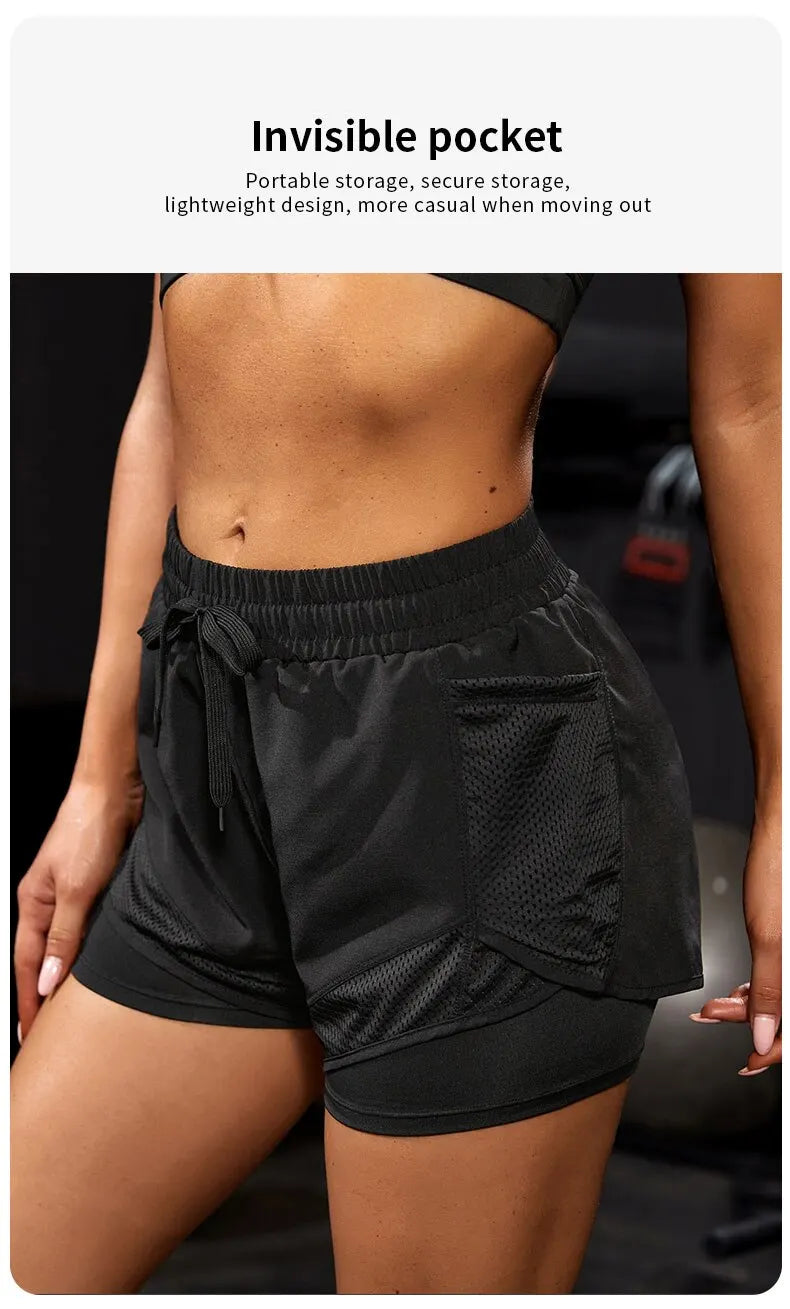 ApexFit Women’s 2-in-1 Sports Shorts with Pockets | Running, Gym & Yoga Training Shorts