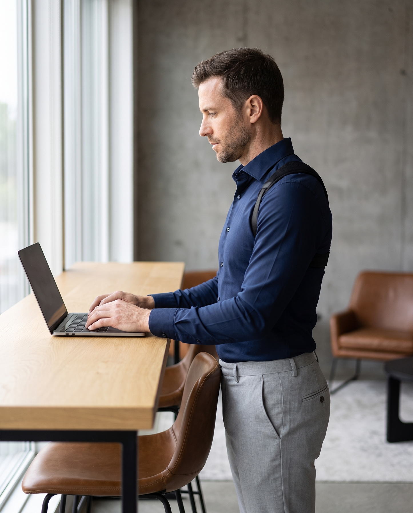 Apex Align Posture Corrector - lifestyle, professional man with confident posture